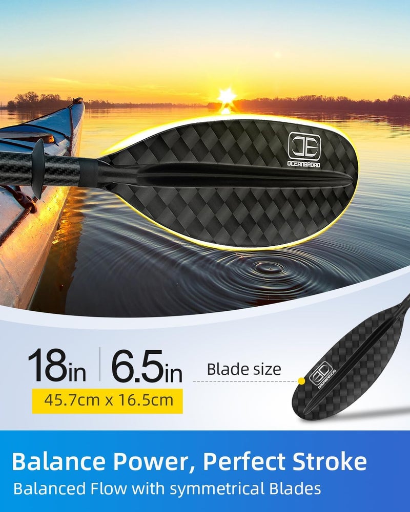 OCEANBROAD Adjustable Carbon Fiber Kayak Paddle 86in/220cm to 94in/240cm Kayaking Oar for Adults with Paddle Leash 1 Paddle - Image 4